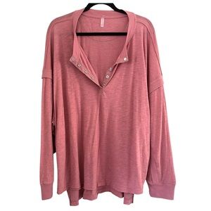 NEW! Free People Movement One Up Long Sleeve Henley Relaxed Loose Oversized